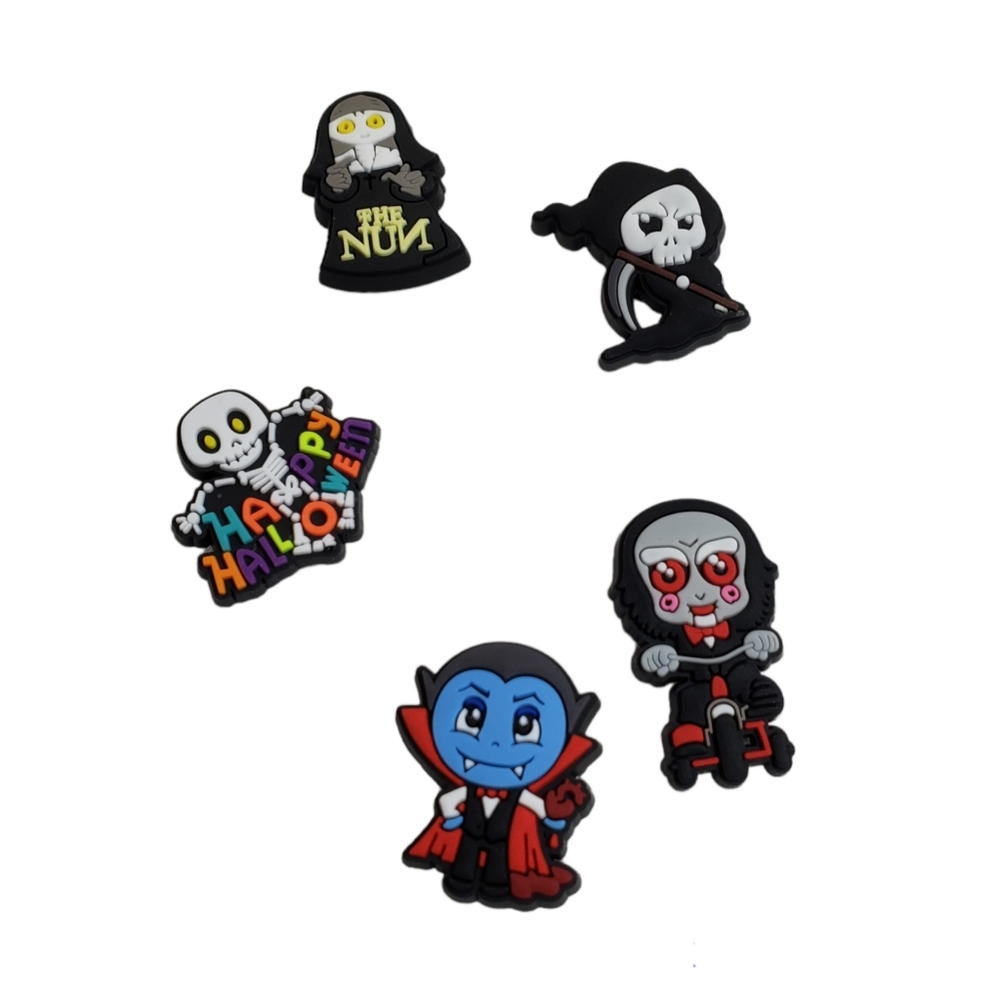 Halloween Theme Scary Movie Shoe Decoration Charms 5 pack